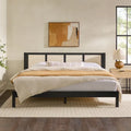 Struttura Letto King Boho in Legno Massello e Rattan