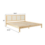 Struttura Letto King Boho in Legno Massello e Rattan