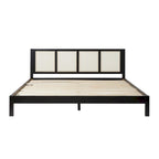 Struttura Letto King Boho in Legno Massello e Rattan