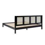 Struttura Letto King Boho in Legno Massello e Rattan