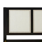 Struttura Letto King Boho in Legno Massello e Rattan