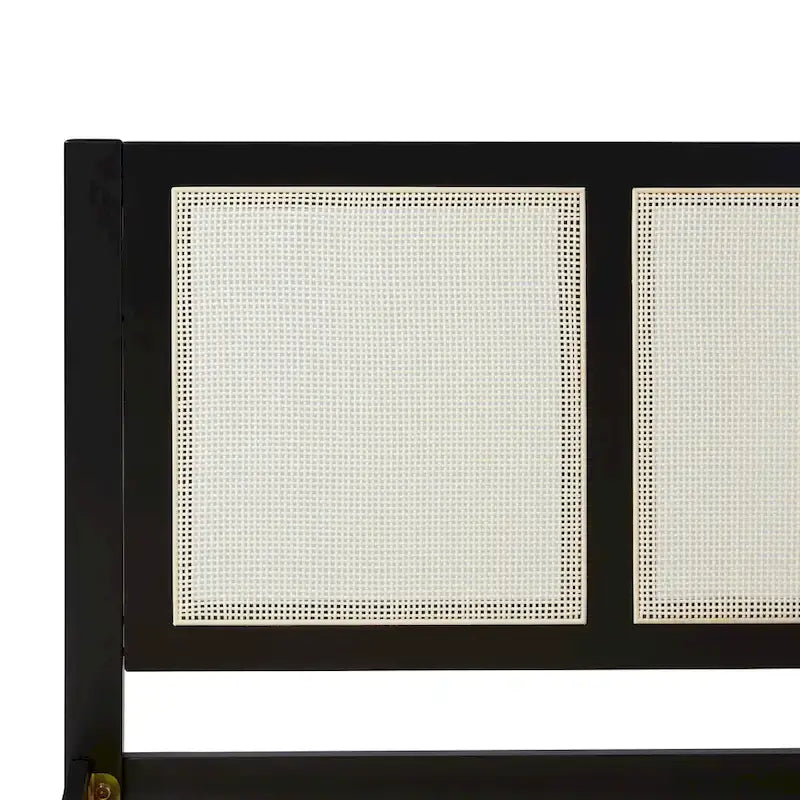 Struttura Letto King Boho in Legno Massello e Rattan