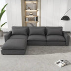 Divano componibile a 8 posti in ciniglia da 325 cm con pouf e porte USB