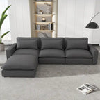 Divano componibile a 8 posti in ciniglia da 325 cm con pouf e porte USB