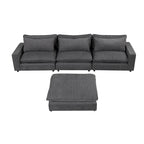 Divano componibile a 8 posti in ciniglia da 325 cm con pouf e porte USB