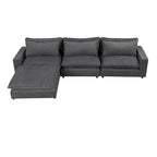 Divano componibile a 8 posti in ciniglia da 325 cm con pouf e porte USB