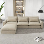Divano componibile a 8 posti in ciniglia da 325 cm con pouf e porte USB