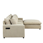 Divano componibile a 8 posti in ciniglia da 325 cm con pouf e porte USB