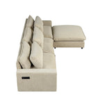 Divano componibile a 8 posti in ciniglia da 325 cm con pouf e porte USB