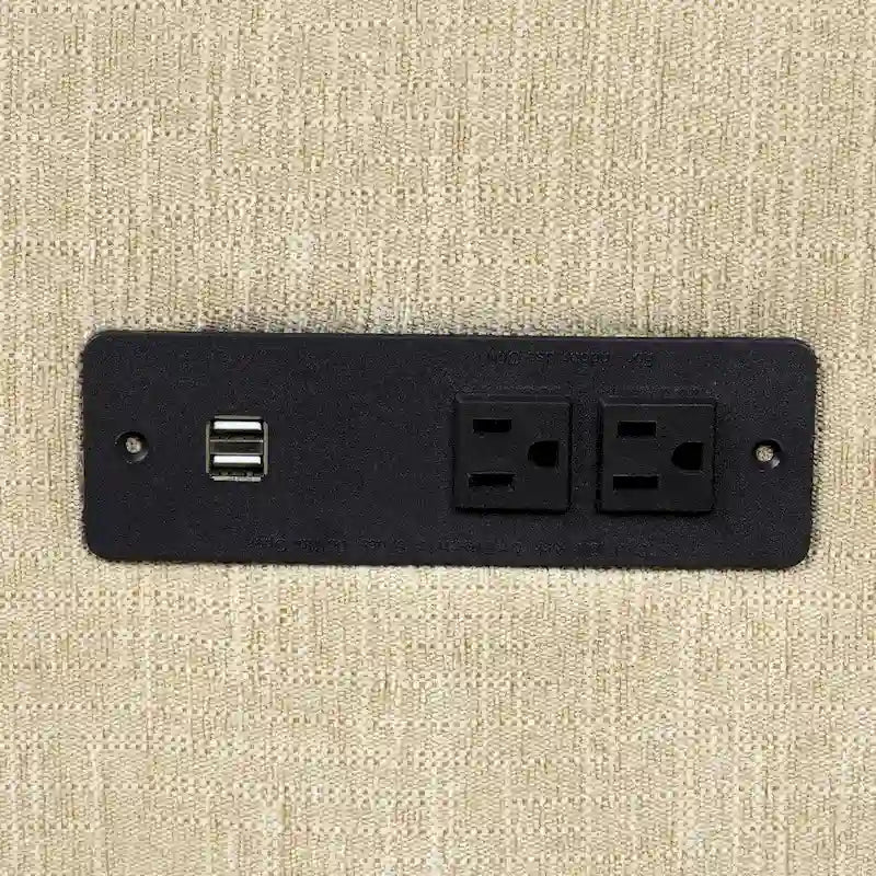 Divano componibile a 8 posti in ciniglia da 325 cm con pouf e porte USB