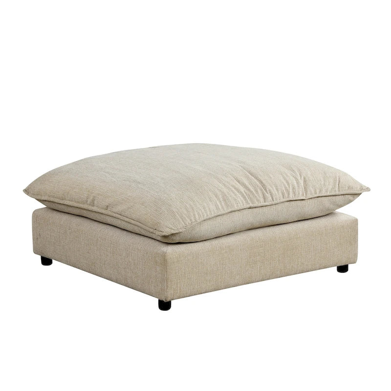 Divano componibile a 8 posti in ciniglia da 325 cm con pouf e porte USB