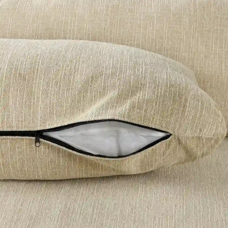 Divano componibile a 8 posti in ciniglia da 325 cm con pouf e porte USB