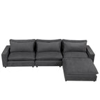 Divano componibile a 8 posti in ciniglia da 325 cm con pouf e porte USB
