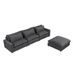 Divano componibile a 8 posti in ciniglia da 325 cm con pouf e porte USB