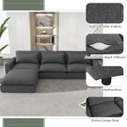 Divano componibile a 8 posti in ciniglia da 325 cm con pouf e porte USB
