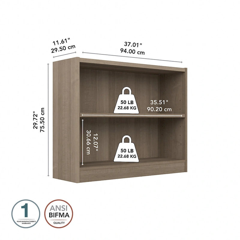 Libreria bassa a 2 ripiani con mensola regolabile