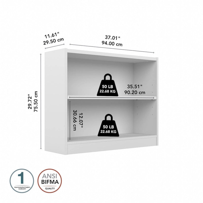 Libreria bassa a 2 ripiani con mensola regolabile