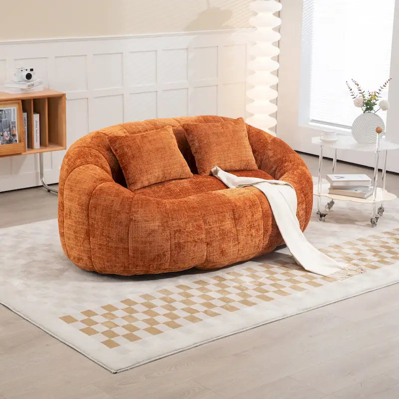 Divano a Pavimento a 2 Posti con Rivestimento in ciniglia e Memory Foam