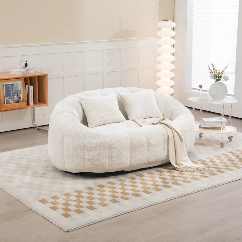 Divano a Pavimento a 2 Posti con Rivestimento in ciniglia e Memory Foam