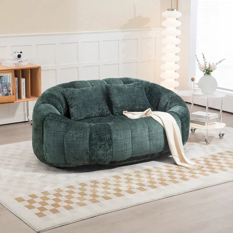 Divano a Pavimento a 2 Posti con Rivestimento in ciniglia e Memory Foam