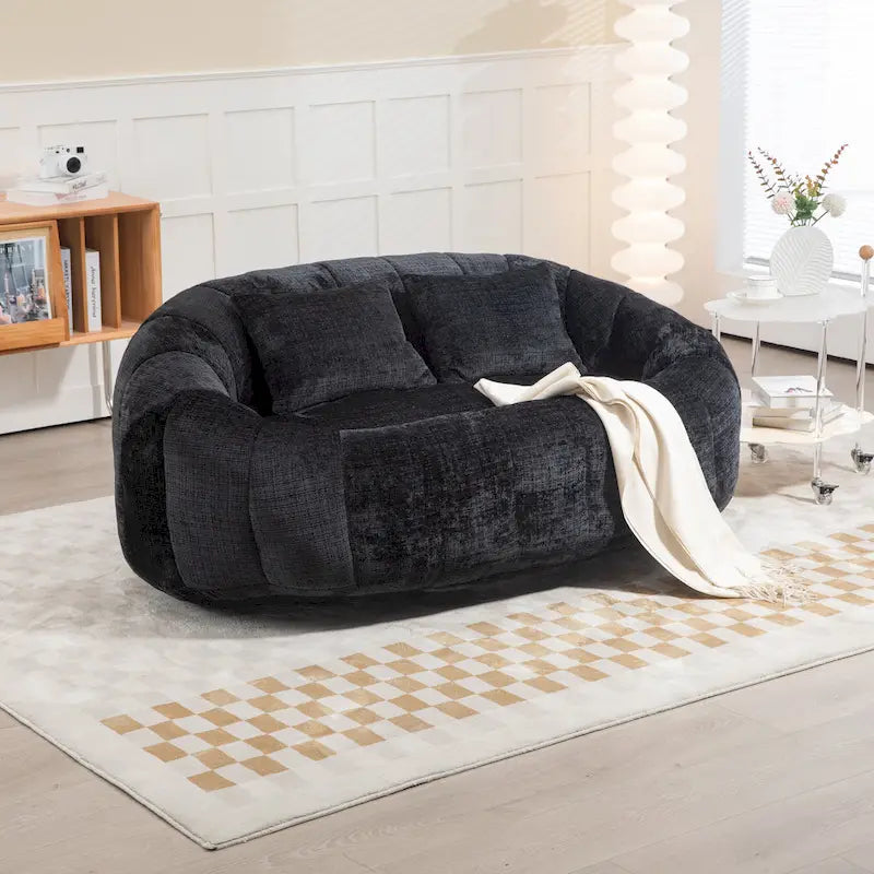 Divano a Pavimento a 2 Posti con Rivestimento in ciniglia e Memory Foam