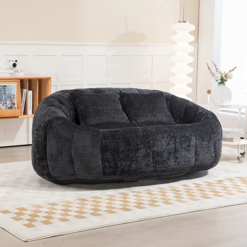 Divano a Pavimento a 2 Posti con Rivestimento in ciniglia e Memory Foam