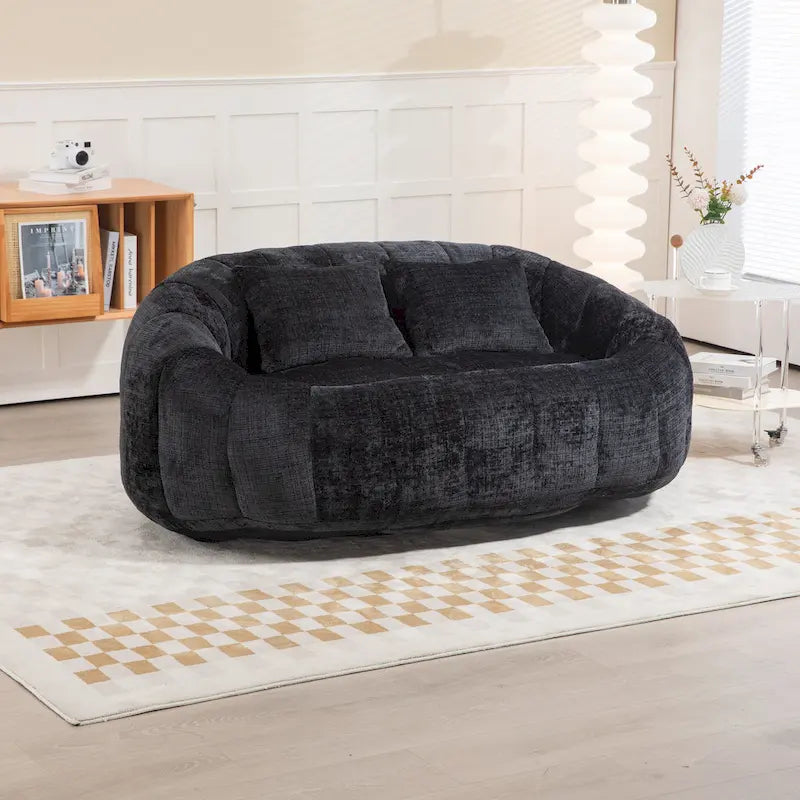 Divano a Pavimento a 2 Posti con Rivestimento in ciniglia e Memory Foam