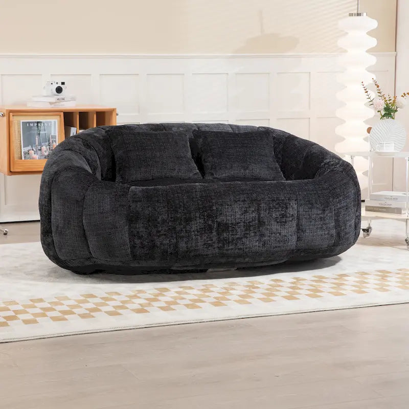 Divano a Pavimento a 2 Posti con Rivestimento in ciniglia e Memory Foam