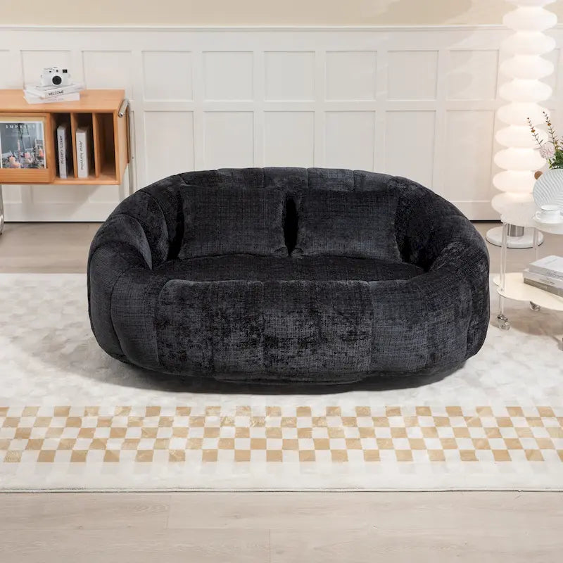 Divano a Pavimento a 2 Posti con Rivestimento in ciniglia e Memory Foam