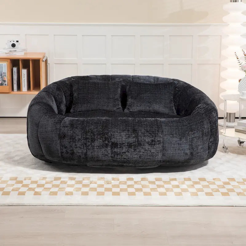 Divano a Pavimento a 2 Posti con Rivestimento in ciniglia e Memory Foam