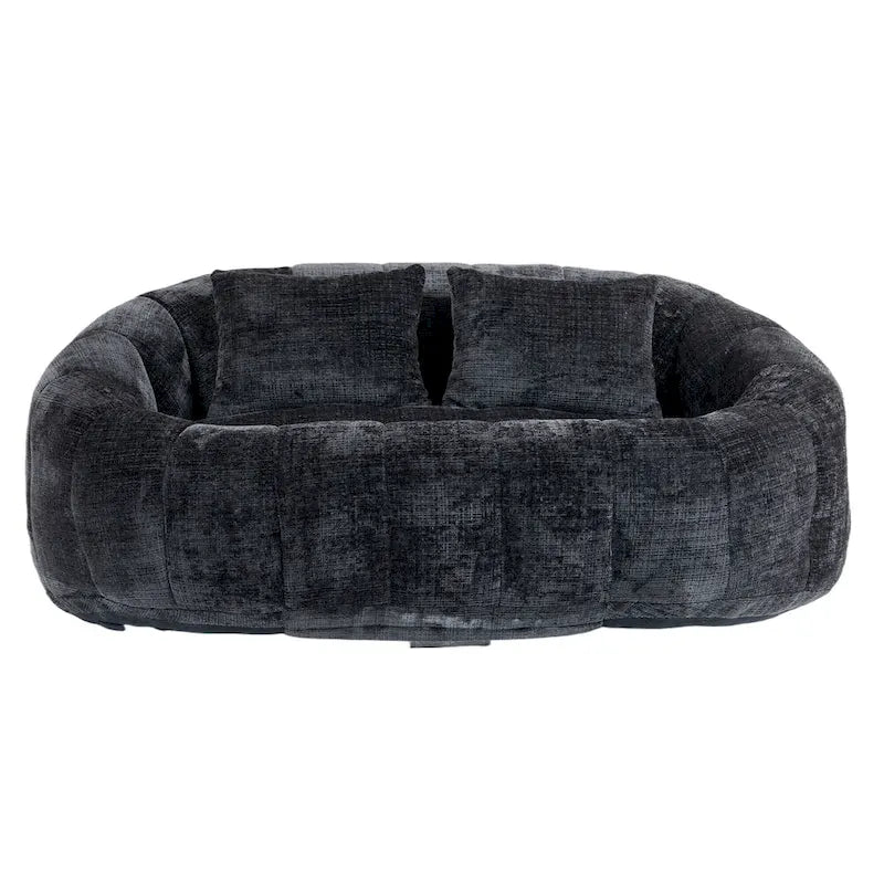Divano a Pavimento a 2 Posti con Rivestimento in ciniglia e Memory Foam