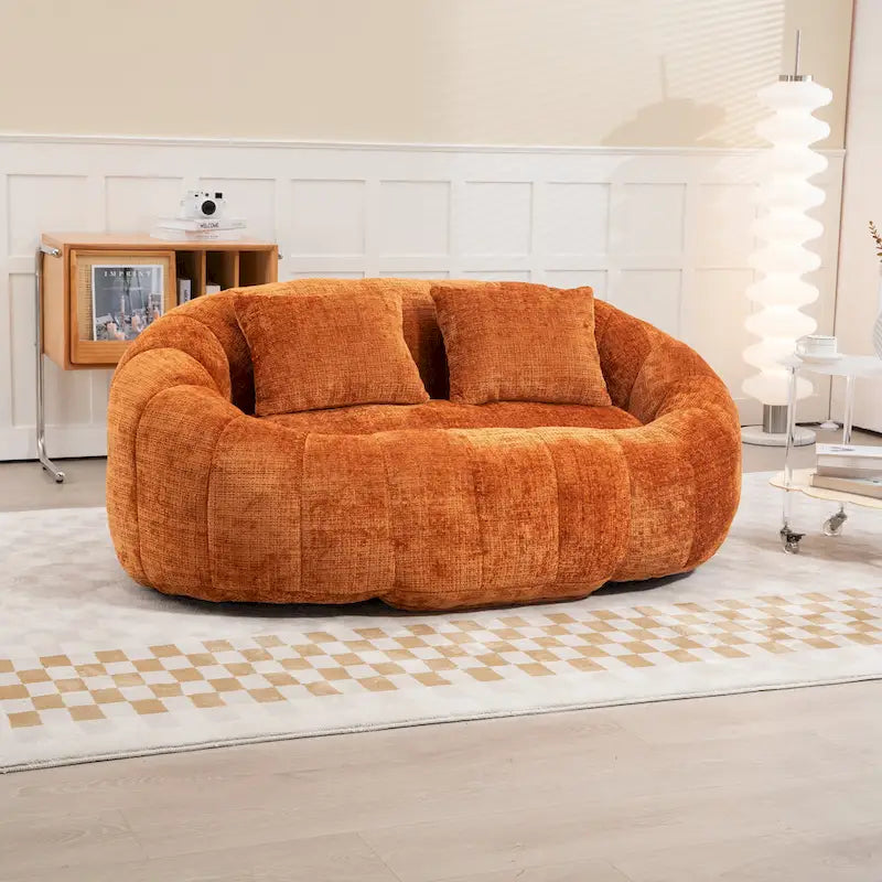 Divano a Pavimento a 2 Posti con Rivestimento in ciniglia e Memory Foam