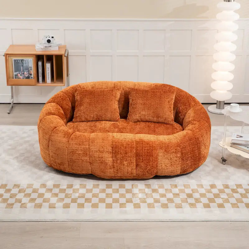 Divano a Pavimento a 2 Posti con Rivestimento in ciniglia e Memory Foam
