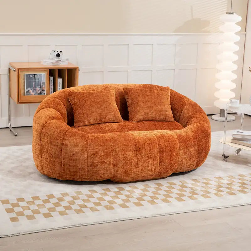 Divano a Pavimento a 2 Posti con Rivestimento in ciniglia e Memory Foam