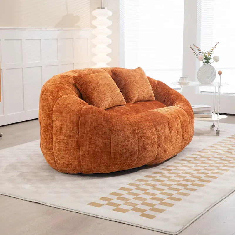Divano a Pavimento a 2 Posti con Rivestimento in ciniglia e Memory Foam