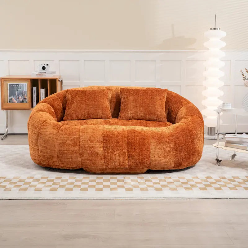 Divano a Pavimento a 2 Posti con Rivestimento in ciniglia e Memory Foam