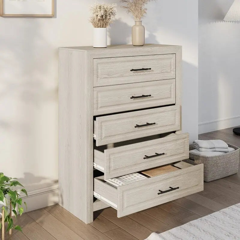 Cassettiera elegante in MDF a 5 cassetti con finitura effetto legno