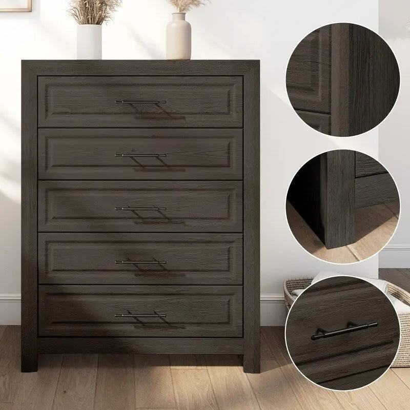 Cassettiera elegante in MDF a 5 cassetti con finitura effetto legno