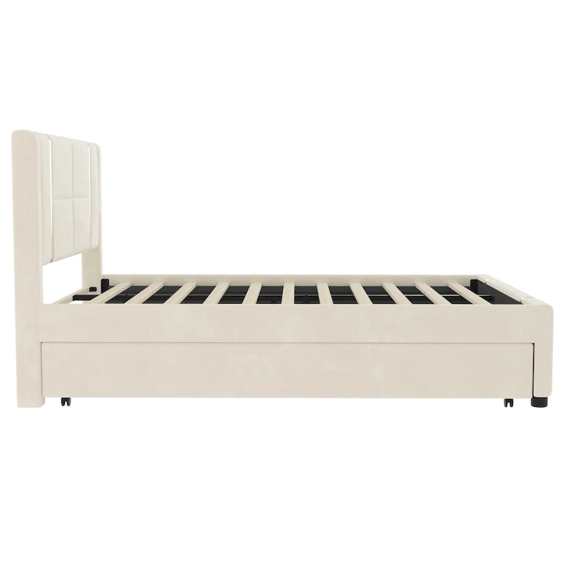 Letto matrimoniale con cassetti contenitore, porta USB e luce notturna