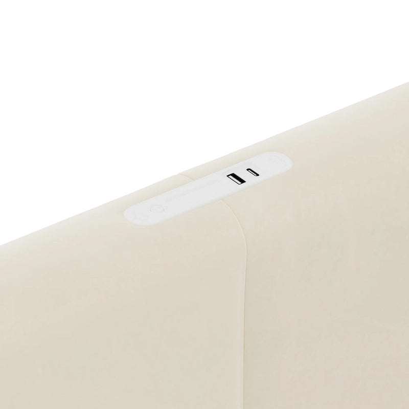 Letto matrimoniale con cassetti contenitore, porta USB e luce notturna