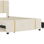 Letto matrimoniale con cassetti contenitore, porta USB e luce notturna