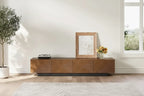 78.74 Mid Century Modern TV Stands, with Brown Solid Wood Veneer, Media Consoler with 4 Cabinets