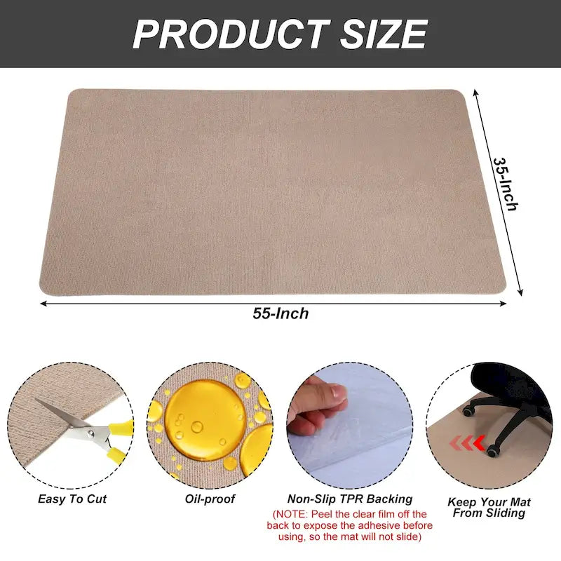 Tappetino per sedia da ufficio per pavimenti in legno, 140 x 90 cm