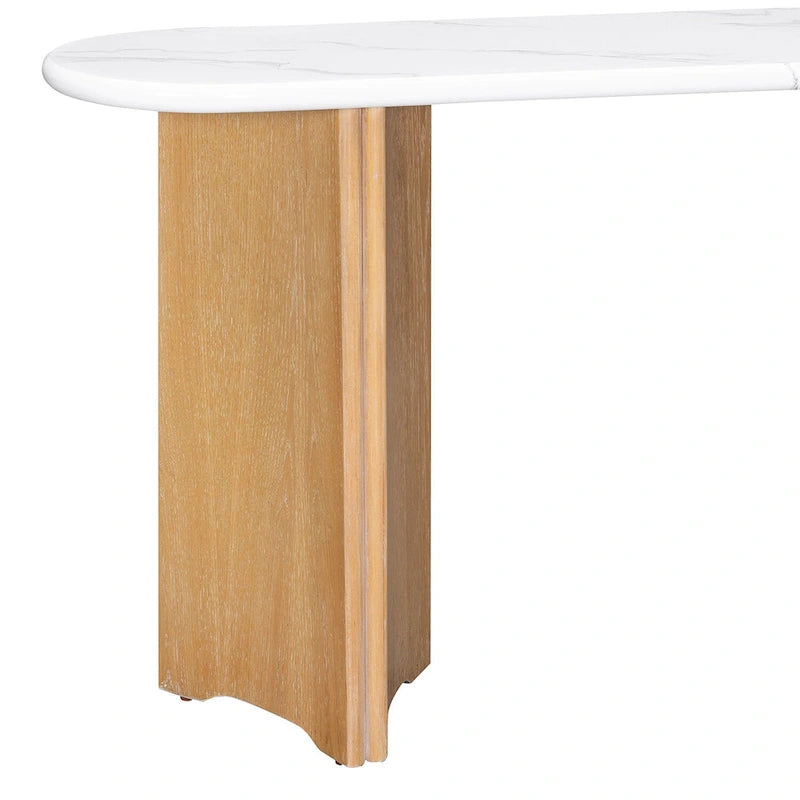 Consolle con piano effetto marmo e gambe in legno