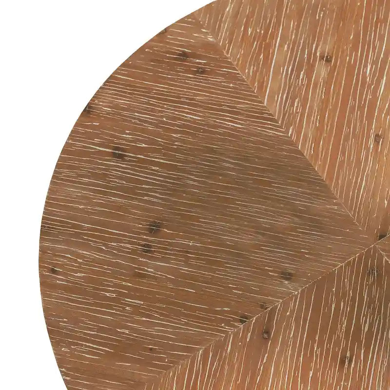 Tavolino Rotondo da Caffè con Piano in Legno di Abete e Gambe a Croce in Metallo