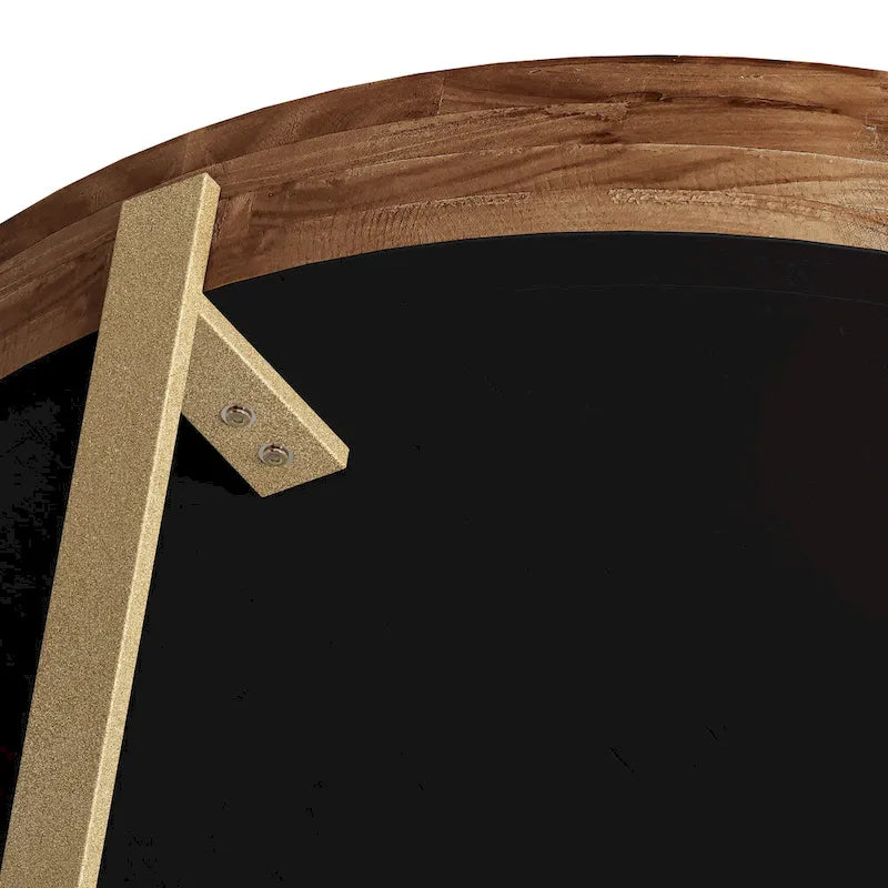 Tavolino Rotondo da Caffè con Piano in Legno di Abete e Gambe a Croce in Metallo