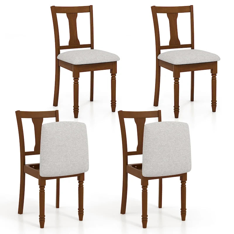 Set di 4 sedie da pranzo imbottite in legno con vano portaoggetti sotto la seduta