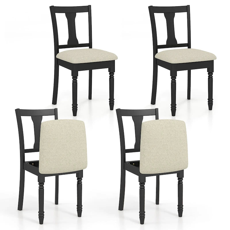 Set di 4 sedie da pranzo imbottite in legno con vano portaoggetti sotto la seduta