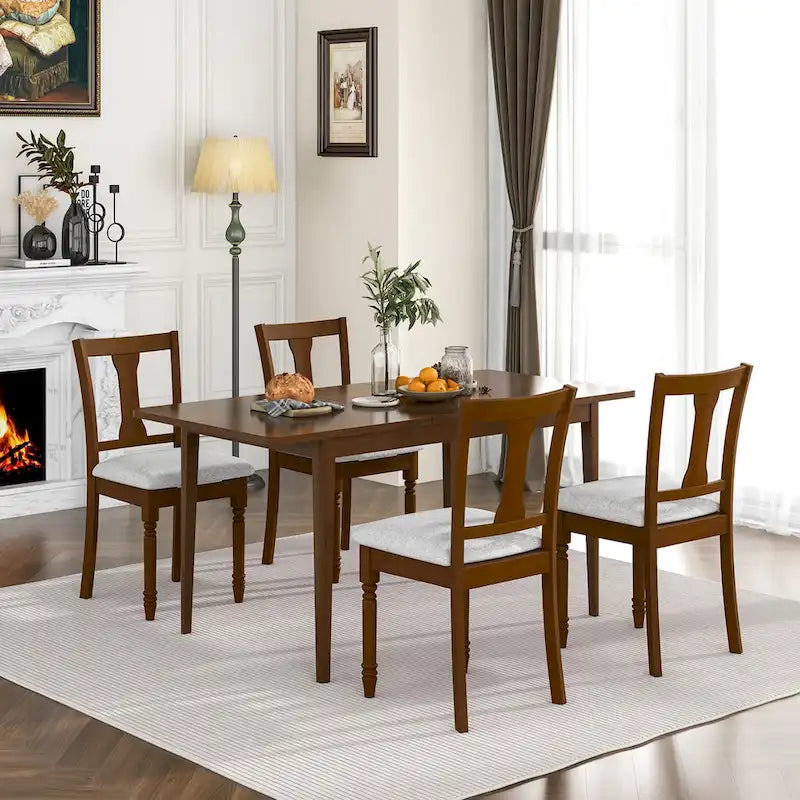 Set di 4 sedie da pranzo imbottite in legno con vano portaoggetti sotto la seduta