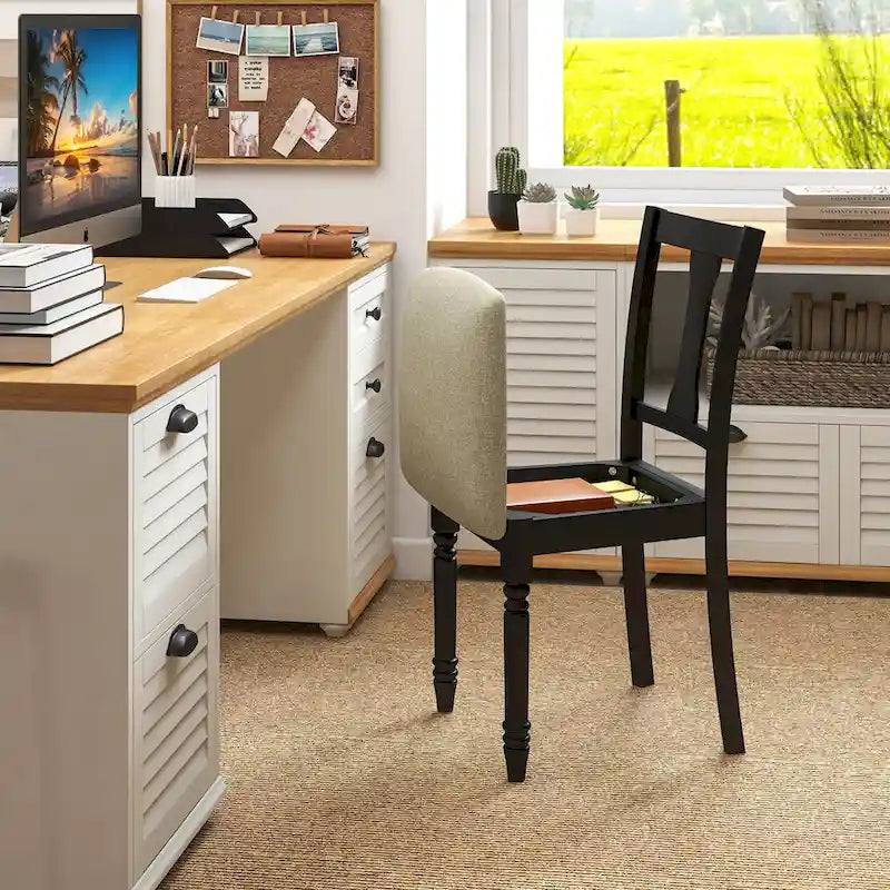 Set di 4 sedie da pranzo imbottite in legno con vano portaoggetti sotto la seduta